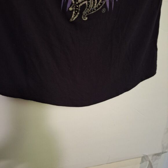 Harley Davidson Women's Graphic T-Shirt Skull Studded Sparkly Lacey Size M - Picture 7 of 10